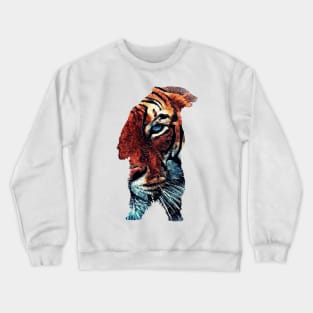 Bear Tiger #bear #tiger animals art Crewneck Sweatshirt